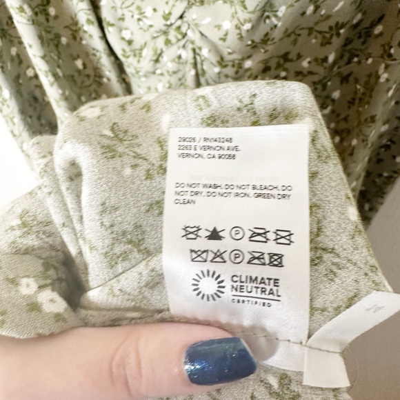 Reformation Lacey Midi Maxi Dress Juniper Sage Green Cream Floral Print 14 - Picture 7 of 8